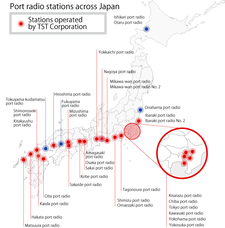 Port radio stations across Japan